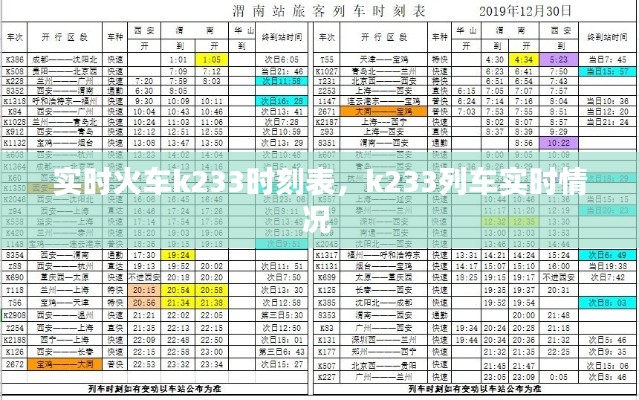 实时火车k233时刻表,k233列车实时情况