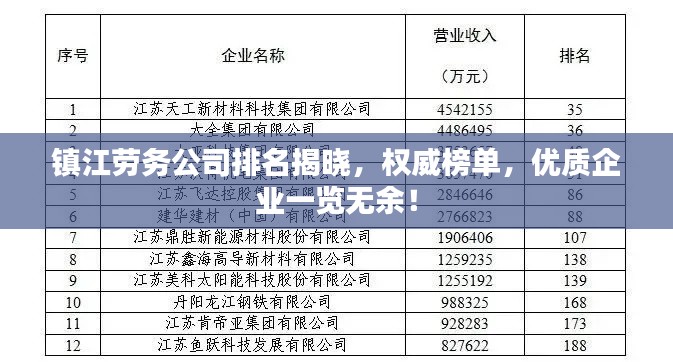 镇江劳务公司排名揭晓,权威榜单,优质企业一览无余!