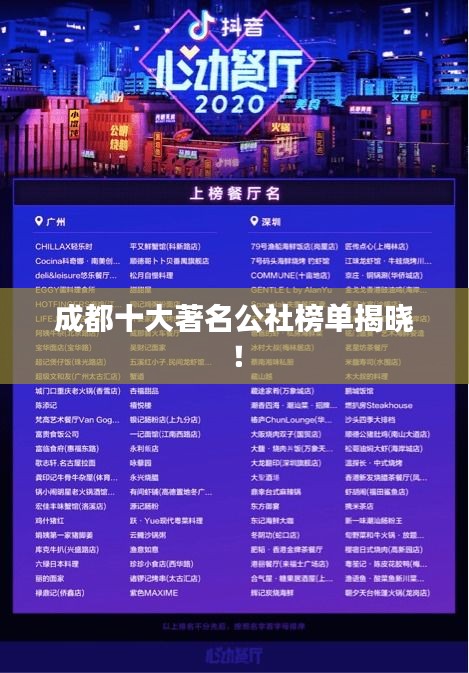 成都十大著名公社榜单揭晓！