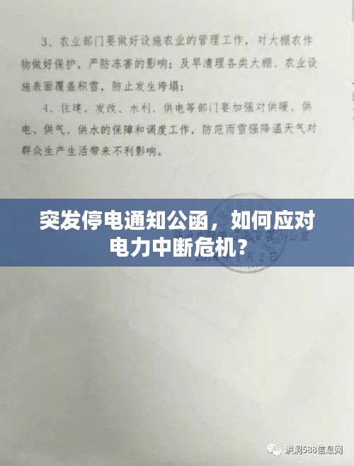 突发停电通知公函，如何应对电力中断危机？