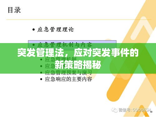 突发管理法,应对突发事件的新策略揭秘
